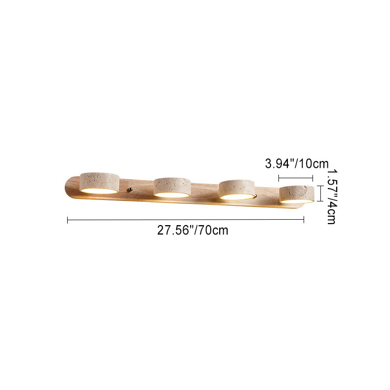 Traditional Japanese Rotatable LED Wall Sconce Lamp - Bathroom Vanity Lighting in Travertine Wood Design