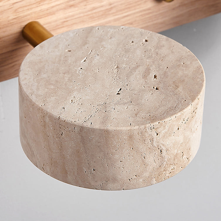 Traditional Japanese Rotatable LED Wall Sconce Lamp - Bathroom Vanity Lighting in Travertine Wood Design