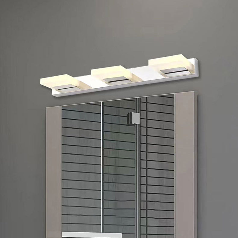 Modern Stainless Steel LED Wall Sconce - Square Acrylic Vanity Lighting for Bathroom