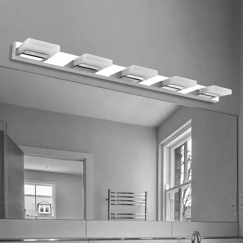 Modern Stainless Steel LED Wall Sconce - Square Acrylic Vanity Lighting for Bathroom
