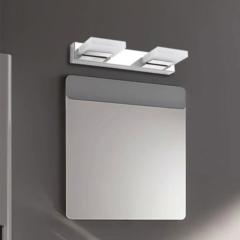 Modern Stainless Steel LED Wall Sconce - Square Acrylic Vanity Lighting for Bathroom