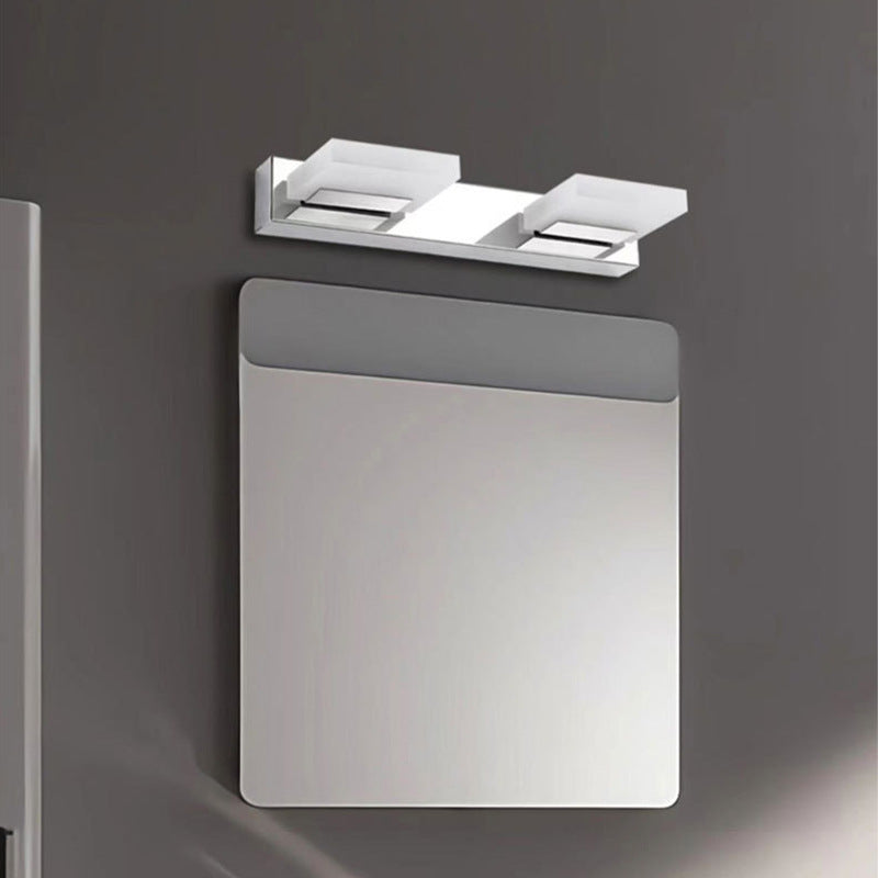 Modern Stainless Steel LED Wall Sconce - Square Acrylic Vanity Lighting for Bathroom