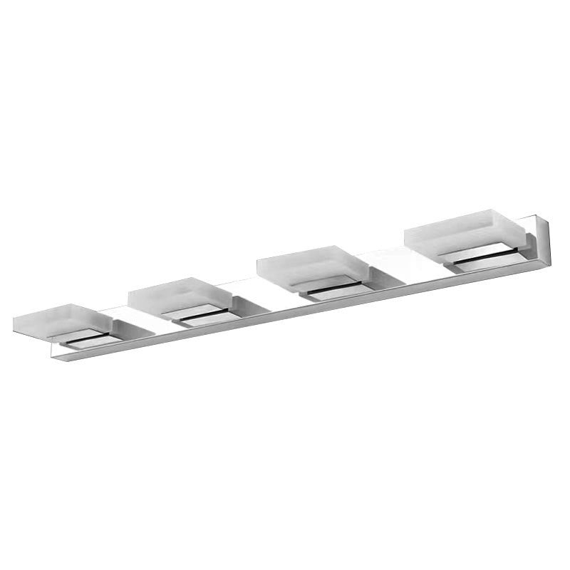 Modern Stainless Steel LED Wall Sconce - Square Acrylic Vanity Lighting for Bathroom