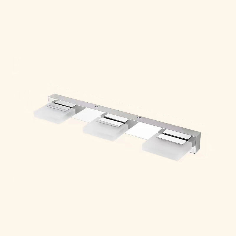 Modern Stainless Steel LED Wall Sconce - Square Acrylic Vanity Lighting for Bathroom