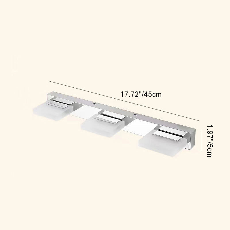 Modern Stainless Steel LED Wall Sconce - Square Acrylic Vanity Lighting for Bathroom