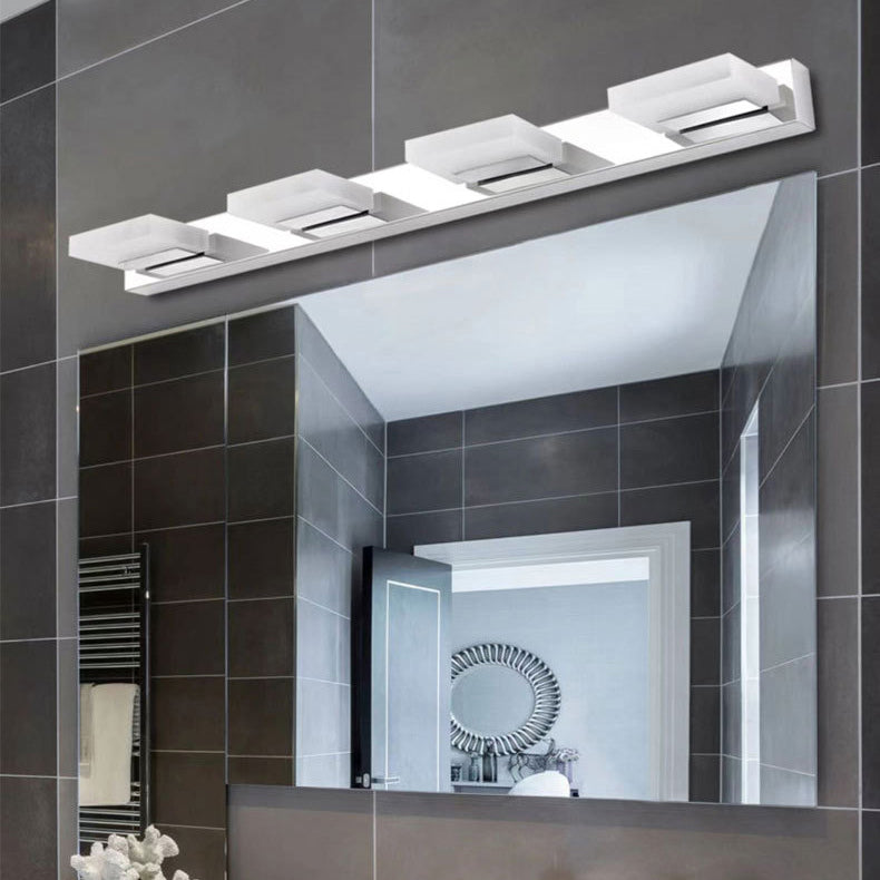 Modern Stainless Steel LED Wall Sconce - Square Acrylic Vanity Lighting for Bathroom