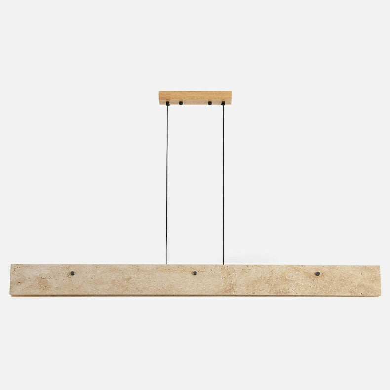 Traditional Japanese LED Chandeliers - Travertine Aluminum Strip Island Light for Dining Room