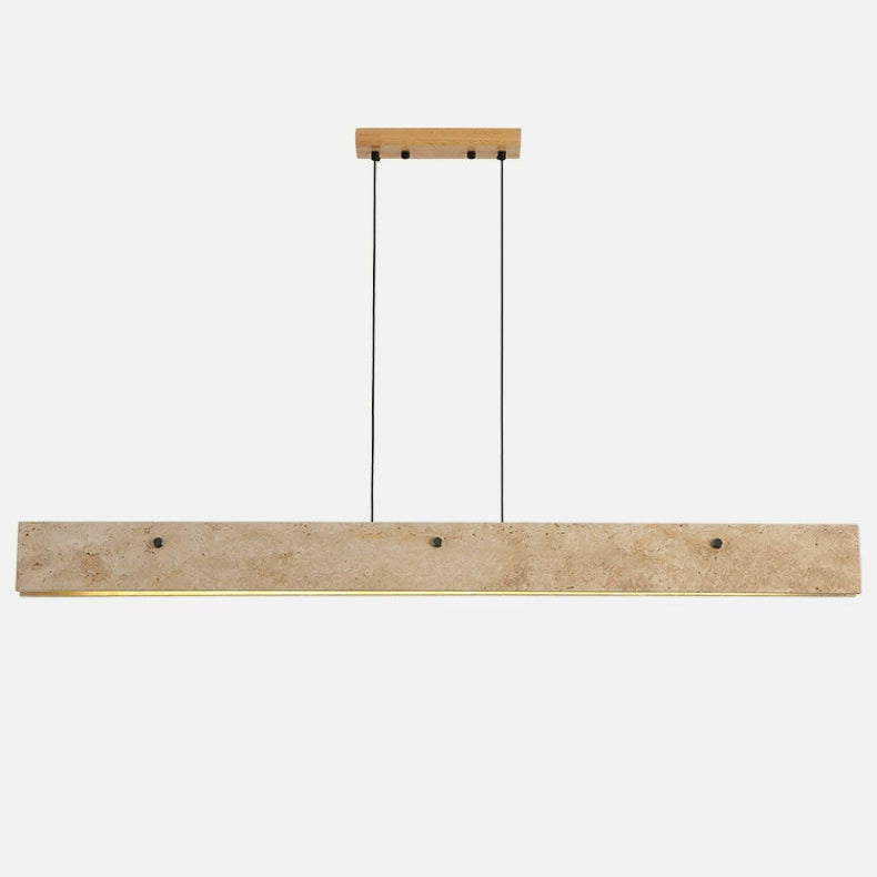 Traditional Japanese LED Chandeliers - Travertine Aluminum Strip Island Light for Dining Room
