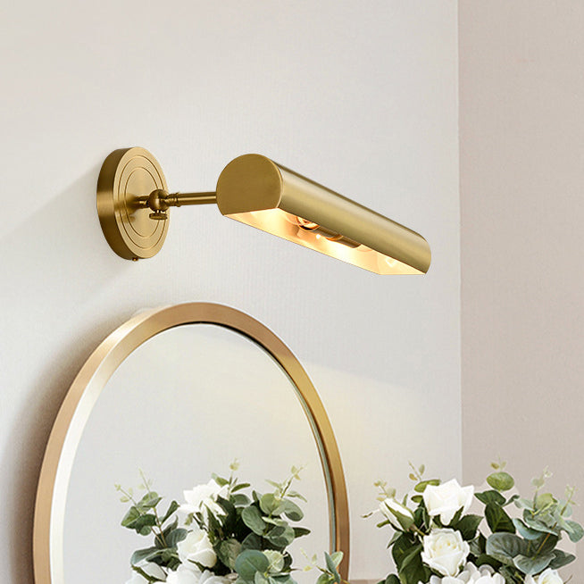 Modern Mid-Century Copper Strip Adjustable 2-Light Wall Sconce for Bathroom