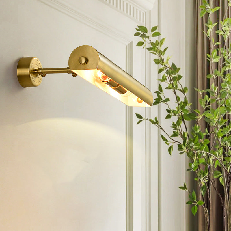 Modern Mid-Century Copper Strip Adjustable 2-Light Wall Sconce for Bathroom