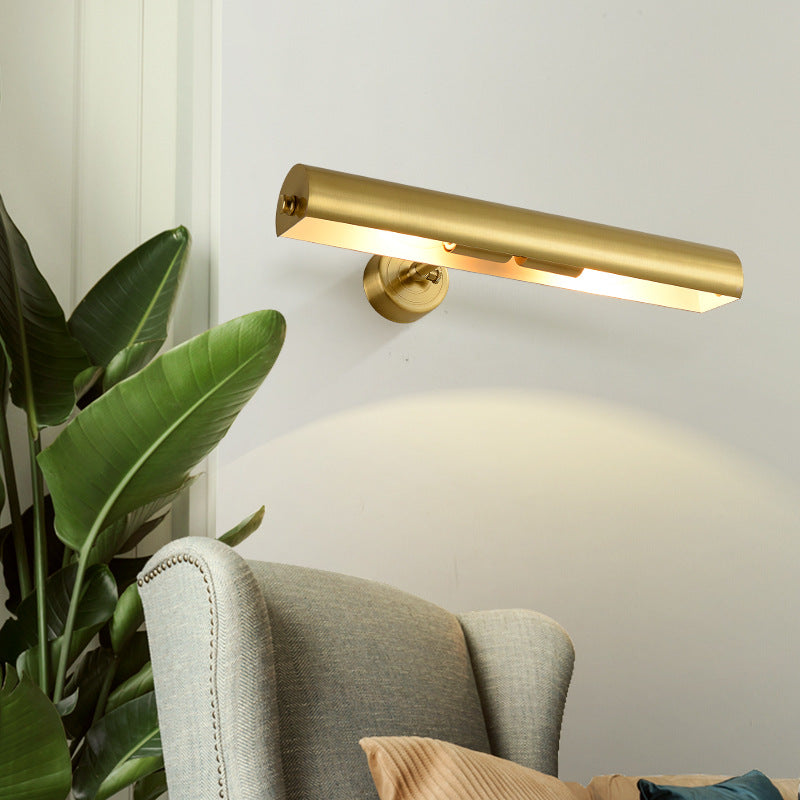 Modern Mid-Century Copper Strip Adjustable 2-Light Wall Sconce for Bathroom