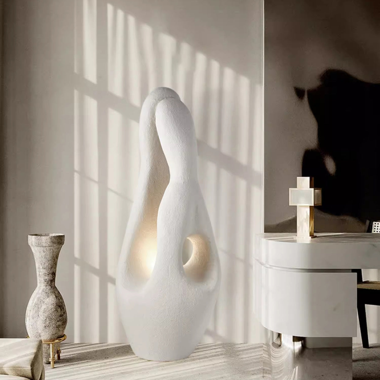 Contemporary Polystyrene Irregular Floor Lamp for Living Room - 1-Light Design