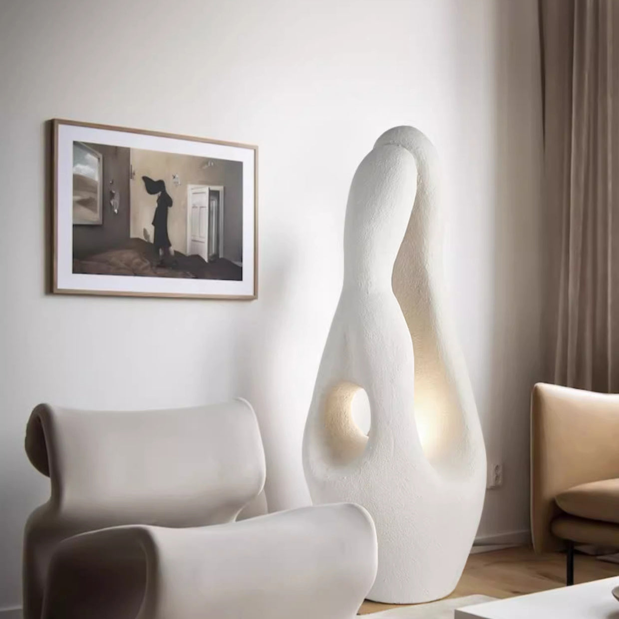 Contemporary Polystyrene Irregular Floor Lamp for Living Room - 1-Light Design
