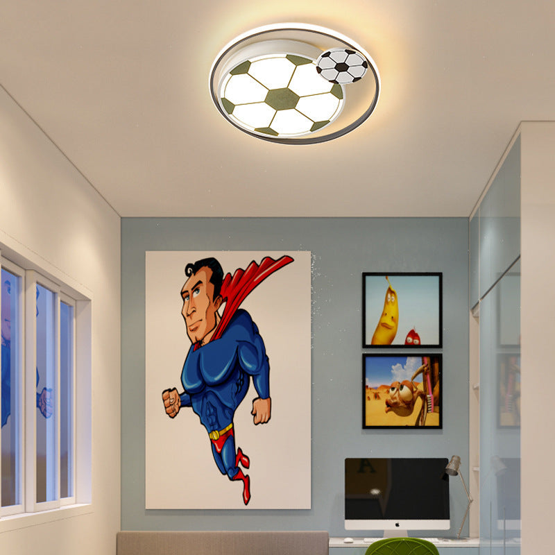 Contemporary Kids Soccer Themed Flush Mount Ceiling Light for Bedroom, Acrylic LED Lighting Fixture, Modern Sports Decor, Children's Room Illumination, Fun Soccer Design, Flush Mount Light for Kids' Bedroom, Decorative LED Ceiling Light, Sports-Inspired R