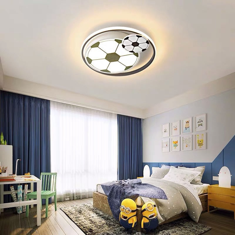 Contemporary Kids Soccer Themed Flush Mount Ceiling Light for Bedroom, Acrylic LED Lighting Fixture, Modern Sports Decor, Children's Room Illumination, Fun Soccer Design, Flush Mount Light for Kids' Bedroom, Decorative LED Ceiling Light, Sports-Inspired R