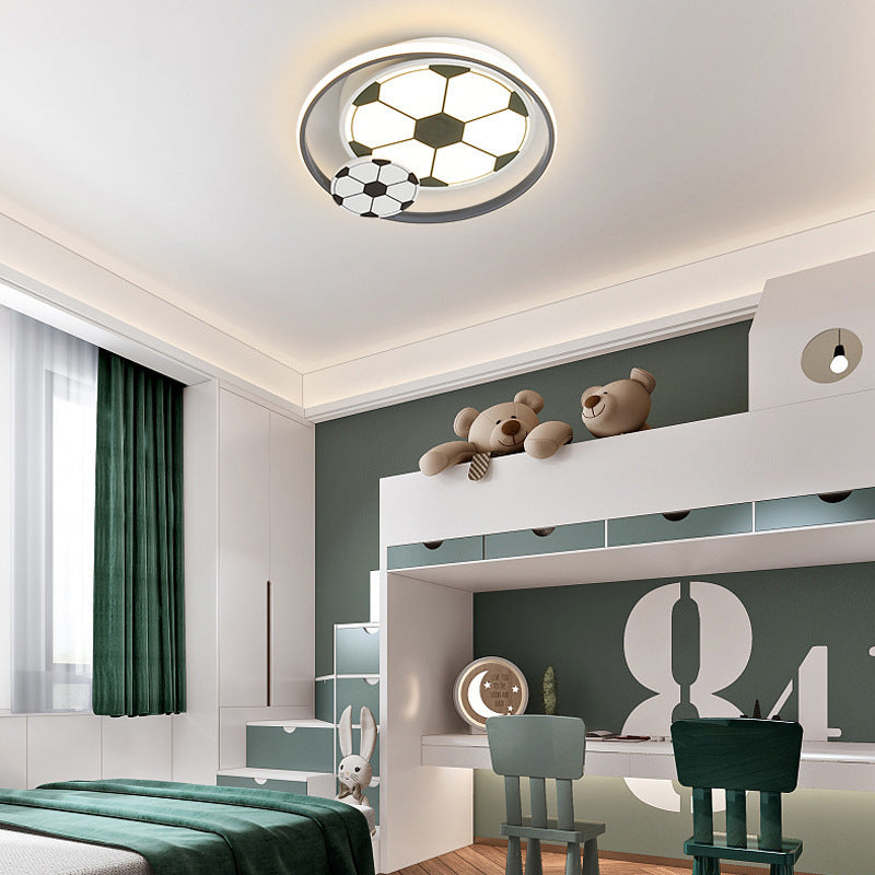 Contemporary Kids Soccer Themed Flush Mount Ceiling Light for Bedroom, Acrylic LED Lighting Fixture, Modern Sports Decor, Children's Room Illumination, Fun Soccer Design, Flush Mount Light for Kids' Bedroom, Decorative LED Ceiling Light, Sports-Inspired R
