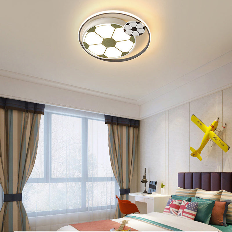 Contemporary Kids Soccer Themed Flush Mount Ceiling Light for Bedroom, Acrylic LED Lighting Fixture, Modern Sports Decor, Children's Room Illumination, Fun Soccer Design, Flush Mount Light for Kids' Bedroom, Decorative LED Ceiling Light, Sports-Inspired R