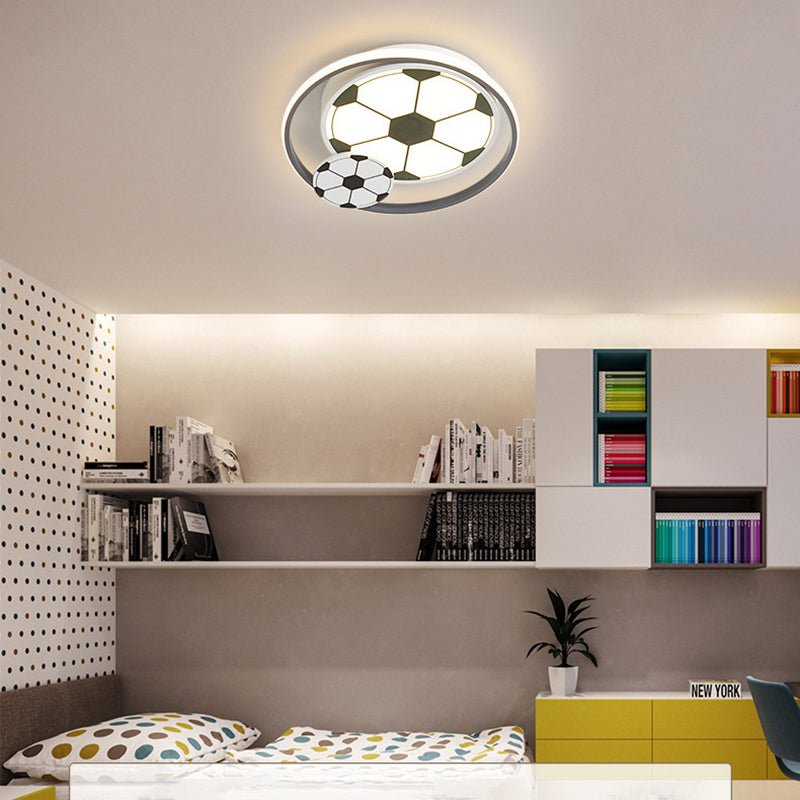 Contemporary Kids Soccer Themed Flush Mount Ceiling Light for Bedroom, Acrylic LED Lighting Fixture, Modern Sports Decor, Children's Room Illumination, Fun Soccer Design, Flush Mount Light for Kids' Bedroom, Decorative LED Ceiling Light, Sports-Inspired R