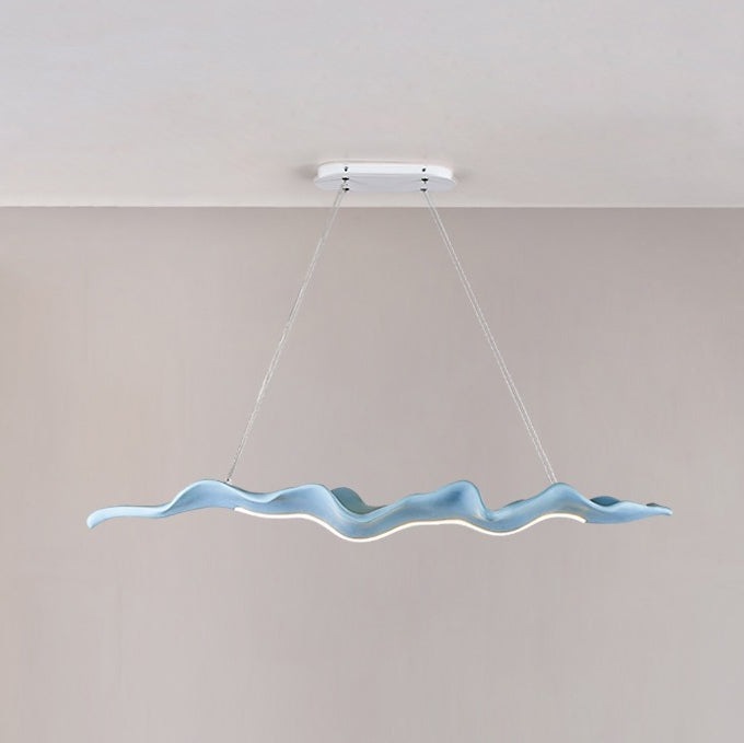 Traditional Japanese Driftwood LED Chandelier for Dining Room, Fiberglass Silica Iron Design, Wavey Island Light