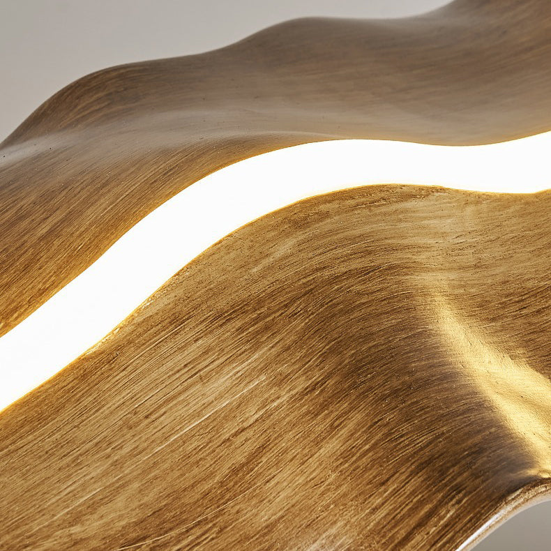Traditional Japanese Driftwood LED Chandelier for Dining Room, Fiberglass Silica Iron Design, Wavey Island Light