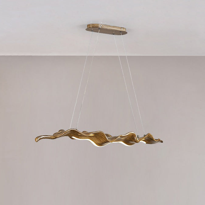 Traditional Japanese Driftwood LED Chandelier for Dining Room, Fiberglass Silica Iron Design, Wavey Island Light