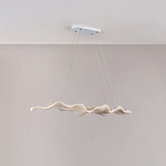 Traditional Japanese Driftwood LED Chandelier for Dining Room, Fiberglass Silica Iron Design, Wavey Island Light