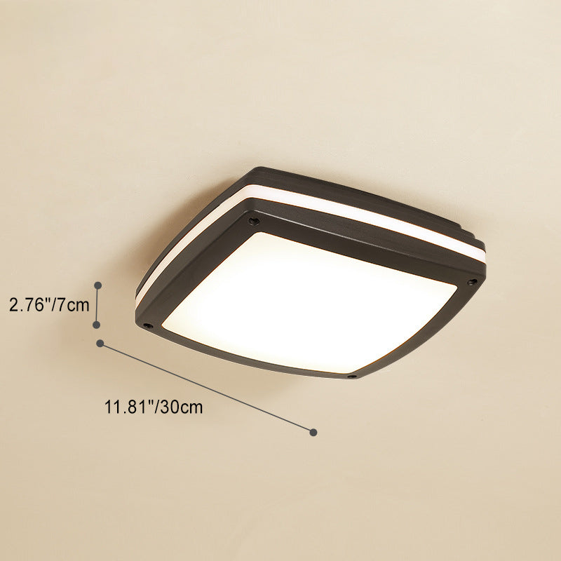 Modern Waterproof Aluminum Acrylic LED Outdoor Ceiling Light - Square Flush Mount for Patio