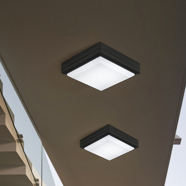 Modern Waterproof Aluminum Acrylic LED Outdoor Ceiling Light - Square Flush Mount for Patio