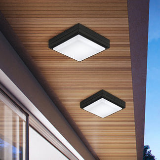 Modern Waterproof Aluminum Acrylic LED Outdoor Ceiling Light - Square Flush Mount for Patio