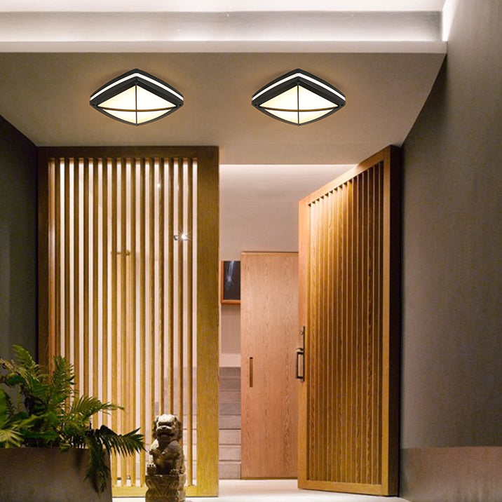 Modern Waterproof Aluminum Acrylic LED Outdoor Ceiling Light - Square Flush Mount for Patio