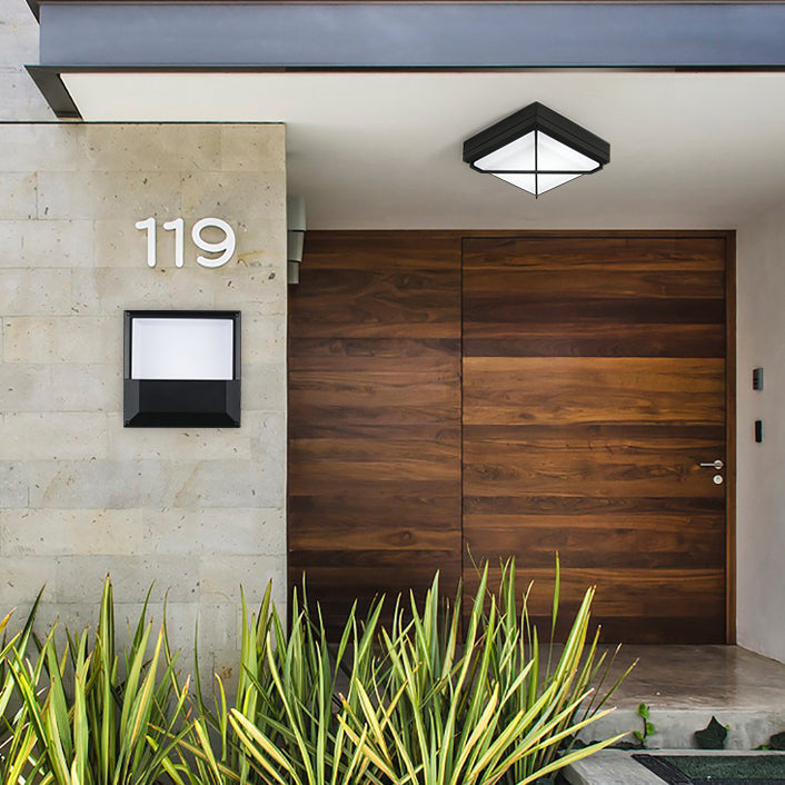 Modern Waterproof Aluminum Acrylic LED Outdoor Ceiling Light - Square Flush Mount for Patio