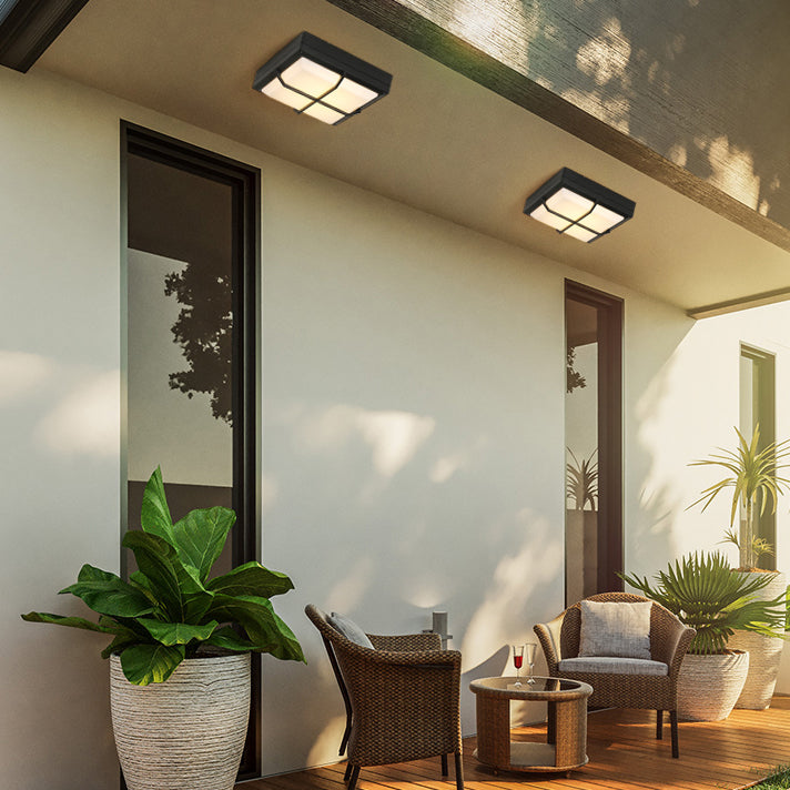 Modern Waterproof Aluminum Acrylic LED Outdoor Ceiling Light - Square Flush Mount for Patio