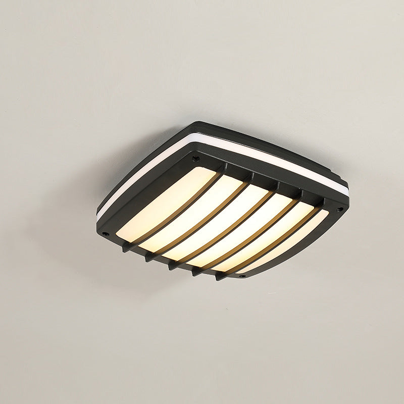 Modern Waterproof Aluminum Acrylic LED Outdoor Ceiling Light - Square Flush Mount for Patio