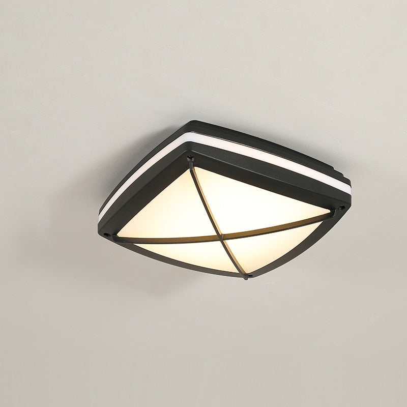 Modern Waterproof Aluminum Acrylic LED Outdoor Ceiling Light - Square Flush Mount for Patio