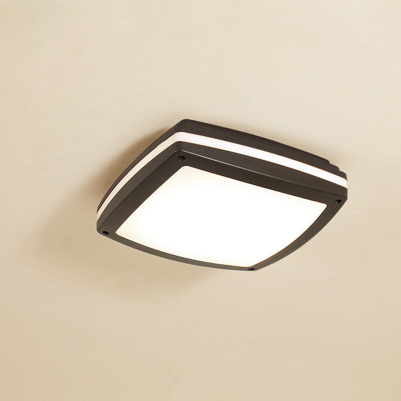 Modern Waterproof Aluminum Acrylic LED Outdoor Ceiling Light - Square Flush Mount for Patio