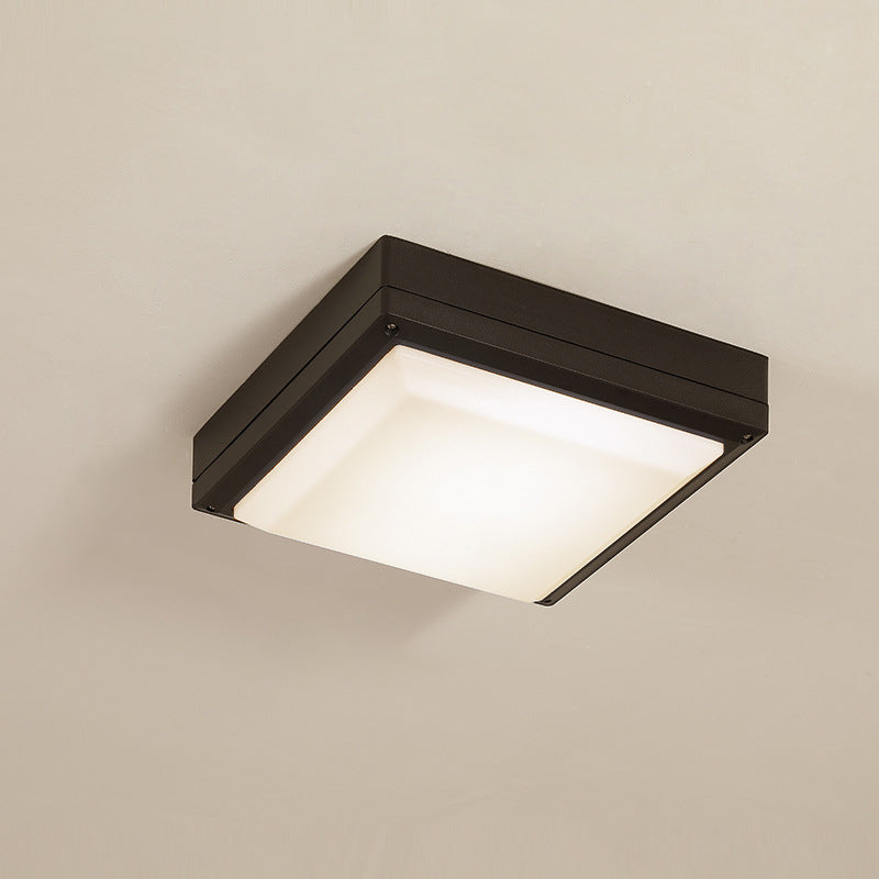 Modern Waterproof Aluminum Acrylic LED Outdoor Ceiling Light - Square Flush Mount for Patio