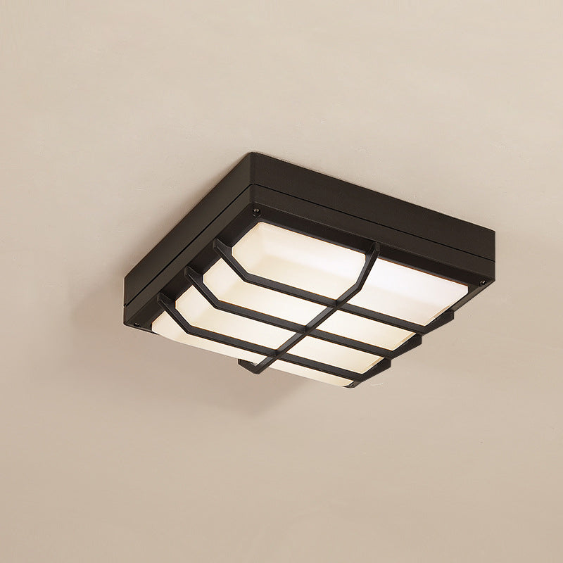 Modern Waterproof Aluminum Acrylic LED Outdoor Ceiling Light - Square Flush Mount for Patio