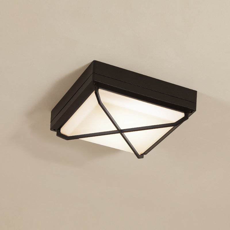 Modern Waterproof Aluminum Acrylic LED Outdoor Ceiling Light - Square Flush Mount for Patio