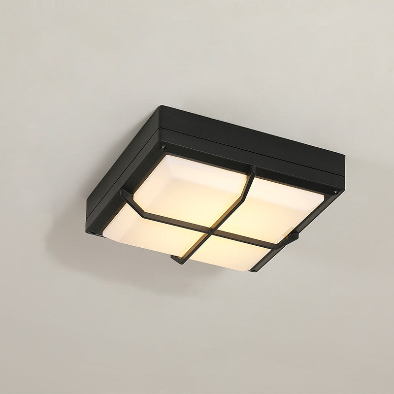 Modern Waterproof Aluminum Acrylic LED Outdoor Ceiling Light - Square Flush Mount for Patio