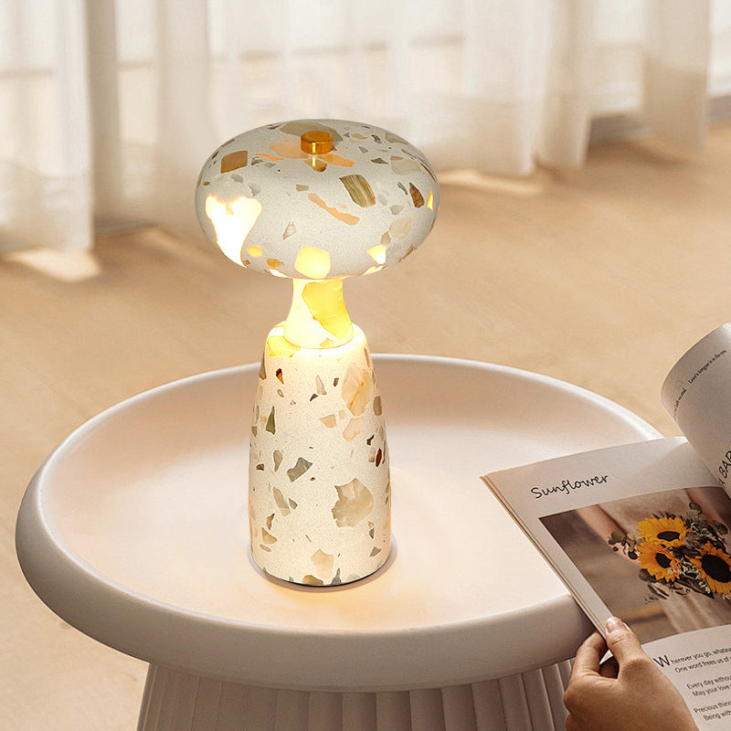 Traditional Japanese Rechargeable Marble Pattern Acrylic Column LED Table Lamp for Bedside, Asian Style Night Light, Portable Mood Lighting, Modern Decorative Lamp for Bedroom, Soft Ambient Light for Reading, USB Rechargeable Lounge Illuminator, Unique Ho