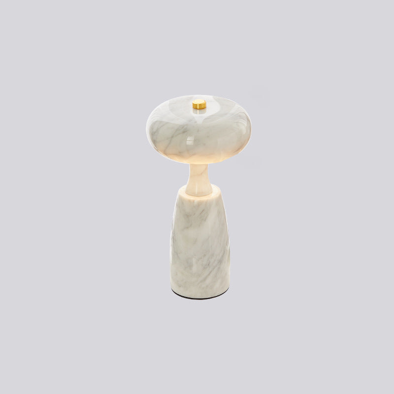 Traditional Japanese Marble Pattern LED Table Lamp - Rechargeable Acrylic Column for Bedside Use