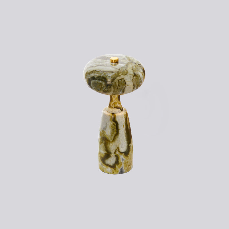 Traditional Japanese Marble Pattern LED Table Lamp - Rechargeable Acrylic Column for Bedside Use