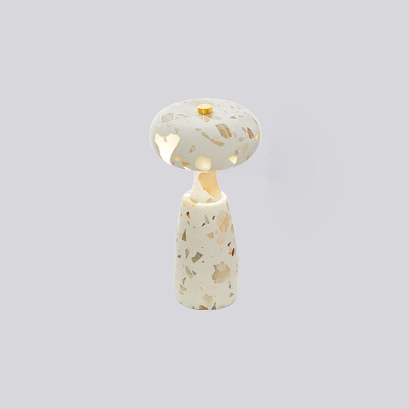 Traditional Japanese Marble Pattern LED Table Lamp - Rechargeable Acrylic Column for Bedside Use