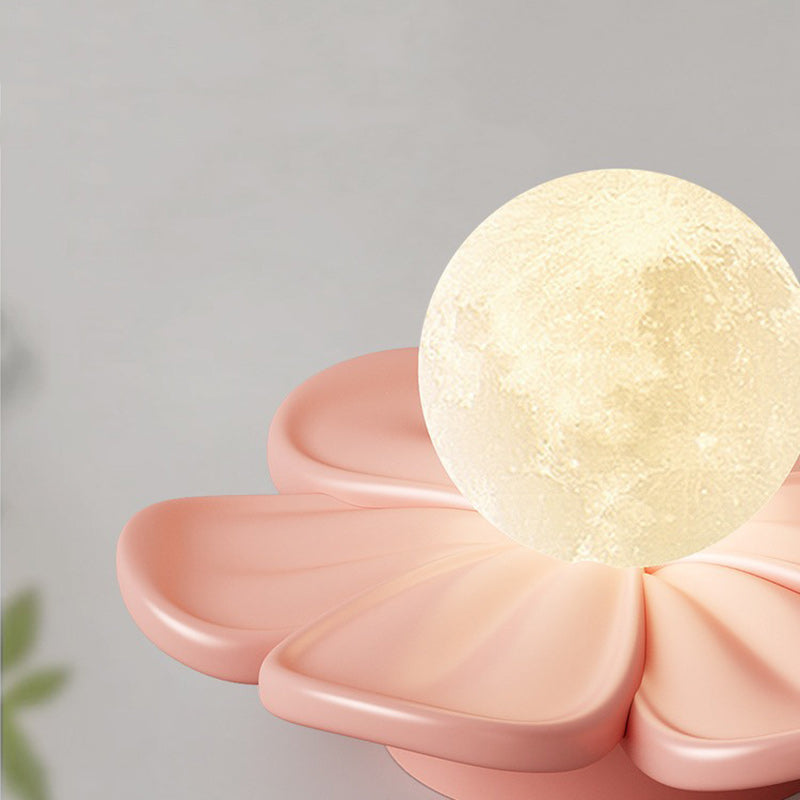 Contemporary Nordic Resin PLA Moon Floral Semi-Flush Mount Light for Hallway