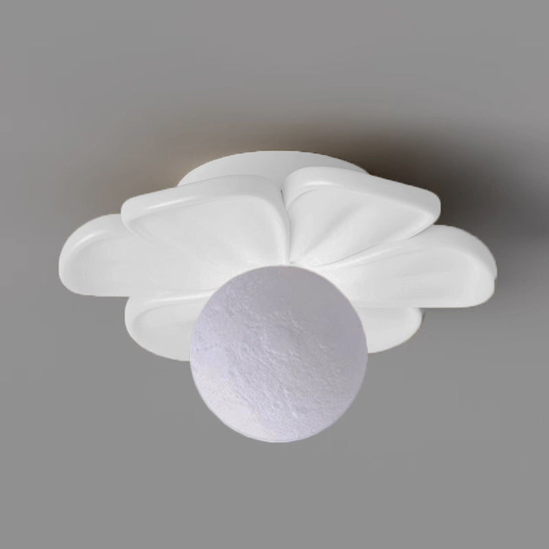 Contemporary Nordic Resin PLA Moon Floral Semi-Flush Mount Light for Hallway
