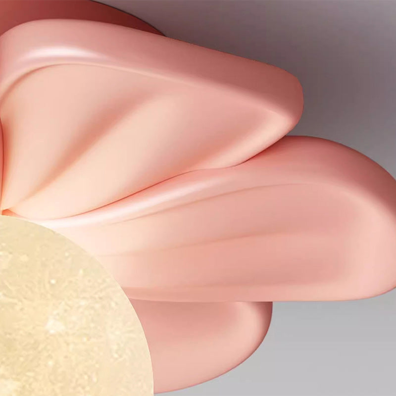 Contemporary Nordic Resin PLA Moon Floral Semi-Flush Mount Light for Hallway