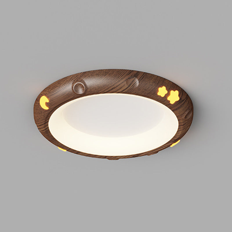 Contemporary Retro Kids Round Star Iron Acrylic LED Flush Mount Ceiling Light for Bedroom, Modern Nursery Lighting Fixture, Stylish Children's Room Decor, Energy-Efficient Ceiling Light, Star Design Bedroom Illumination, Fun Kids Lighting, Playful Home De
