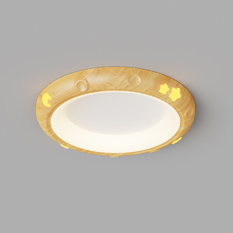 Contemporary Retro Kids Round Star Iron Acrylic LED Flush Mount Ceiling Light for Bedroom, Modern Nursery Lighting Fixture, Stylish Children's Room Decor, Energy-Efficient Ceiling Light, Star Design Bedroom Illumination, Fun Kids Lighting, Playful Home De
