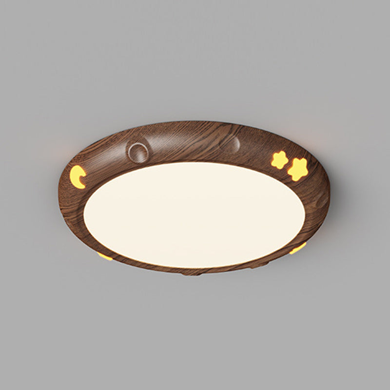 Contemporary Retro Kids Round Star Iron Acrylic LED Flush Mount Ceiling Light for Bedroom, Modern Nursery Lighting Fixture, Stylish Children's Room Decor, Energy-Efficient Ceiling Light, Star Design Bedroom Illumination, Fun Kids Lighting, Playful Home De