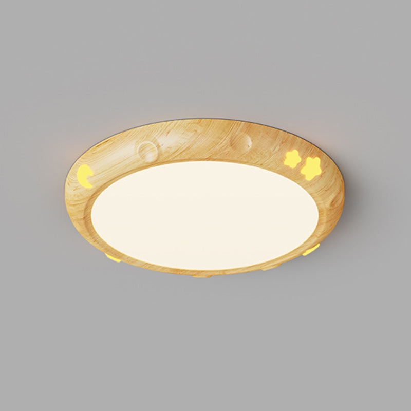Contemporary Retro Kids Round Star Iron Acrylic LED Flush Mount Ceiling Light for Bedroom, Modern Nursery Lighting Fixture, Stylish Children's Room Decor, Energy-Efficient Ceiling Light, Star Design Bedroom Illumination, Fun Kids Lighting, Playful Home De